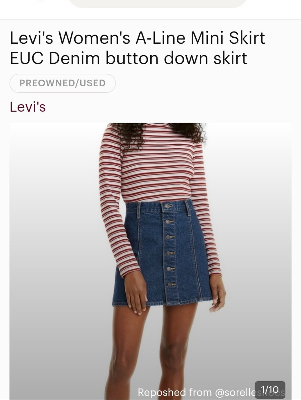 Levi's Dark Blue Button-Front Denim Mini Skirt